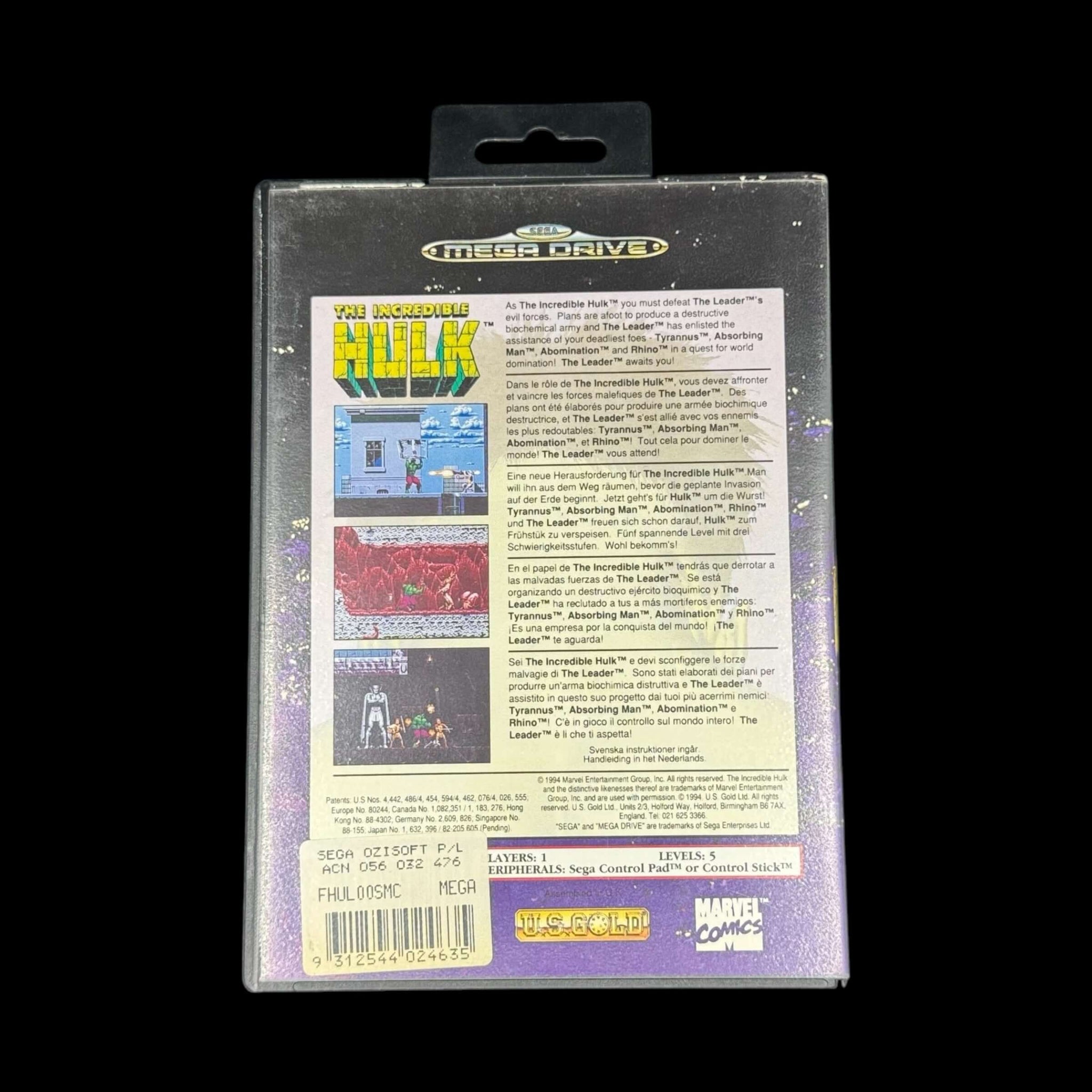 The Incredible Hulk Sega Megadrive (Md) Pal-euro (Complete - Good The Incredible Hulk Sega Megadrive (Md) Pal-euro (Complete - Good