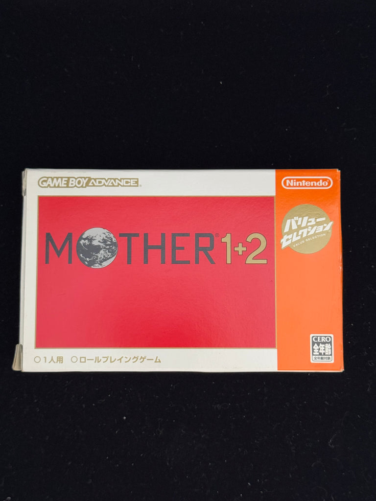 Mother 1+2 GBA | JAP IMPORT | Complete Condition Cart: Excellent Box: Very Good Manual: Excellent Items: Very Good Mother 1+2 for the Game Boy Advance combines two beloved RPGs in one package. This Japanese import features the original Mother (EarthBound