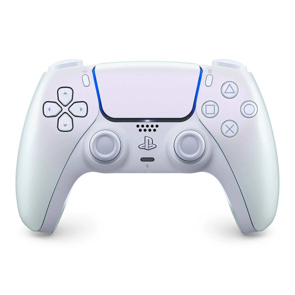 PlayStation 5 DualSense Wireless Controller in Chroma Pearl design, featuring iridescent colors and ergonomic layout.